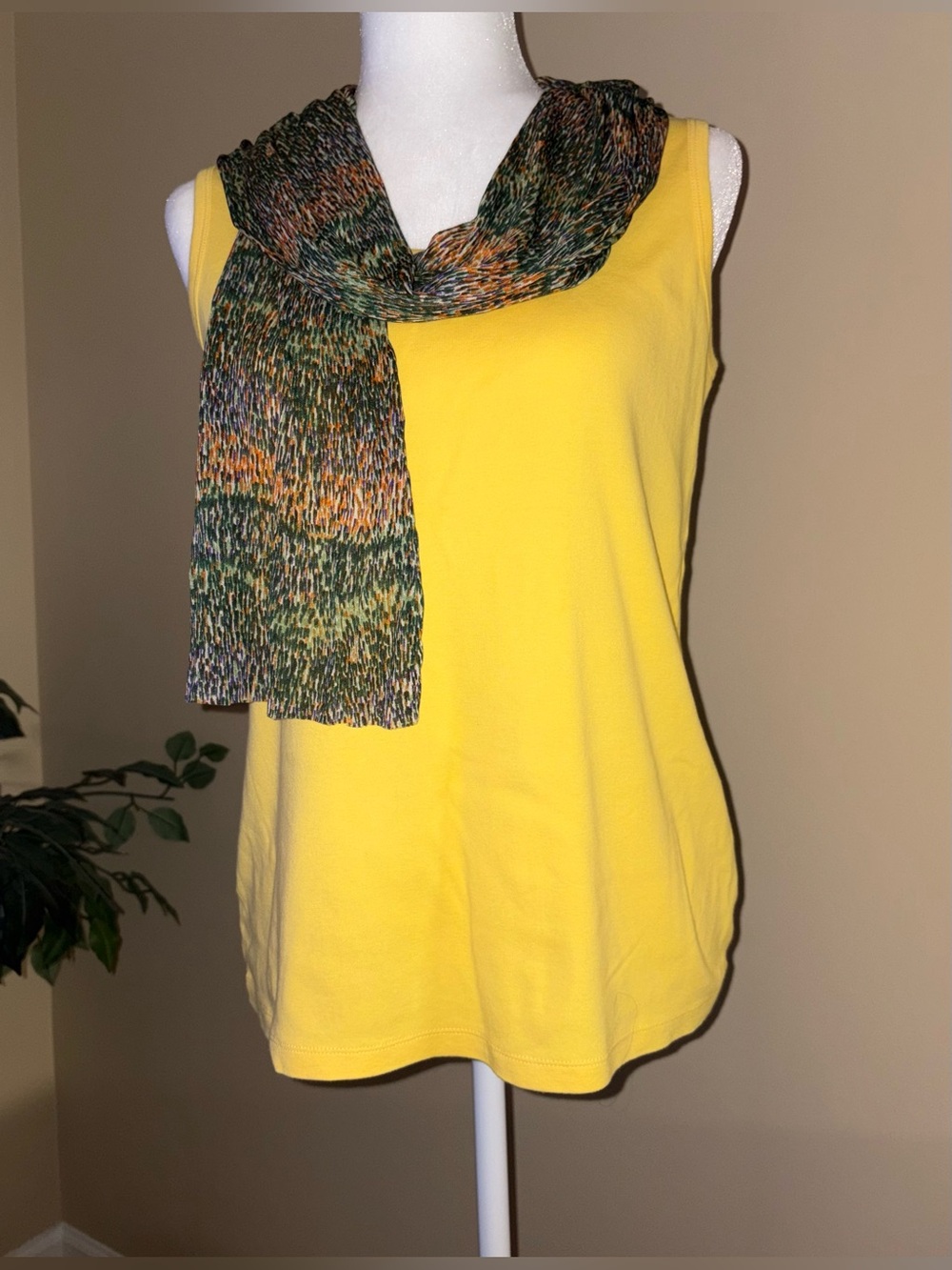 EUC Lightweight Fashion Scarf in Earth Tones: Greens, Golds, More
